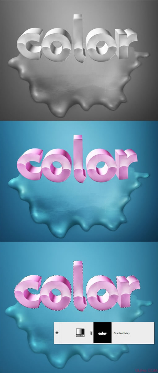 Photoshop打造精美3d文字和飞溅液体效果
