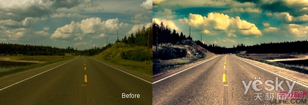 Photoshop图片处理教程 为灰暗的公路照片进行优化
