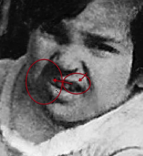 PS老照片修复教程 完美修复撕裂破损的黑白儿童照片 图71