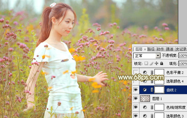 Photoshop为户外美女照片添加甜美粉色调效果 图31