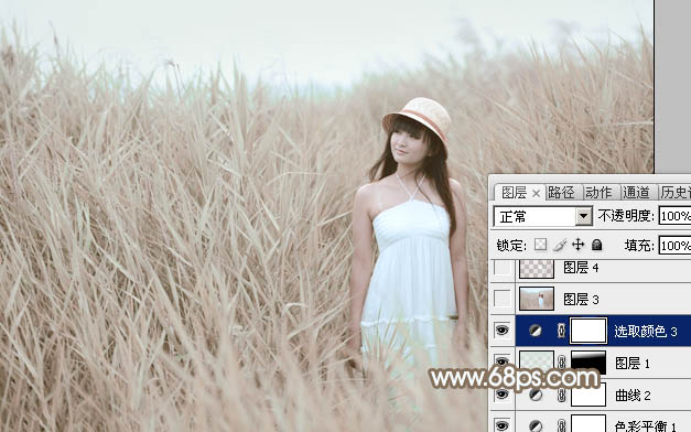 Photoshop调色教程 打造古典粉褐色外景美女照片 图24