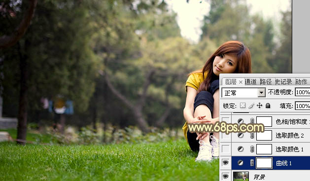Photoshop图片处理教程 为外景美女照片添加柔和的褐色暖色调 图4