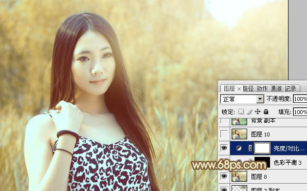 Photoshop照片后期教程 打造韩系暖褐色草地美女图片