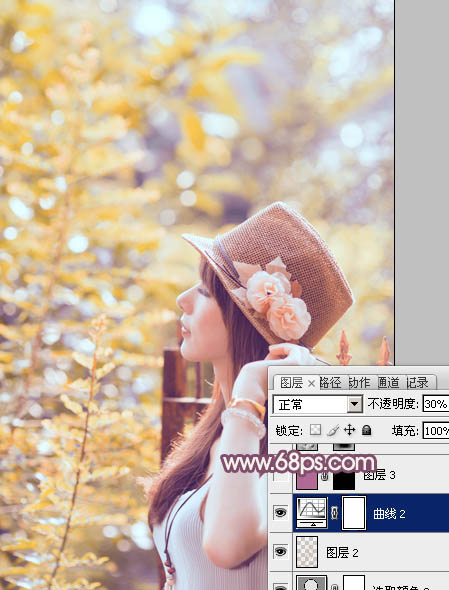 Photoshop照片调色教程 打造秋季色外景美女图片