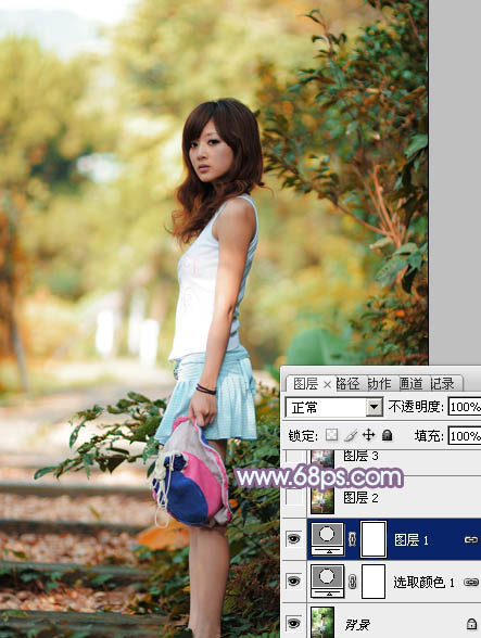 PS图片处理教程 利用通道替换调出蓝紫色外景美女图片
