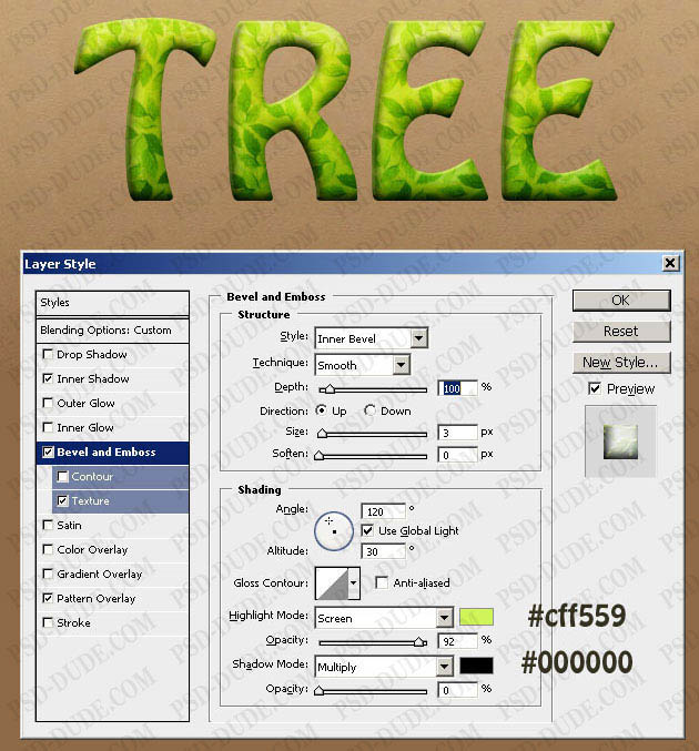 Photoshop文字制作教程 制作漂亮的绿叶浮雕字效果 图12