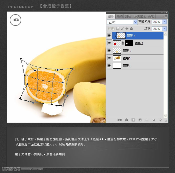 PS合成教程 绘制创意香蕉橙子另类水果 图6