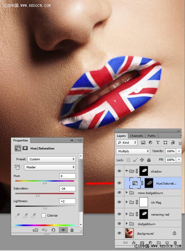 Photoshop后期处理教程 为美女嘴唇添加个性国旗彩绘效果 图13