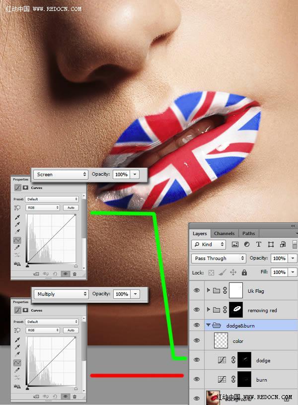 Photoshop后期处理教程 为美女嘴唇添加个性国旗彩绘效果 图10