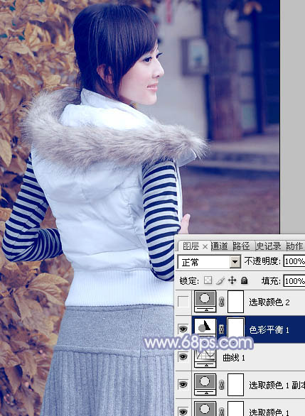 PS照片调色教程 打造韩系冷色调外景美女照片 图15