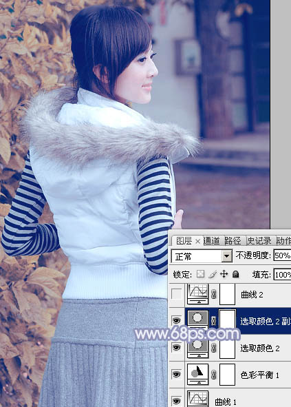 PS照片调色教程 打造韩系冷色调外景美女照片 图21