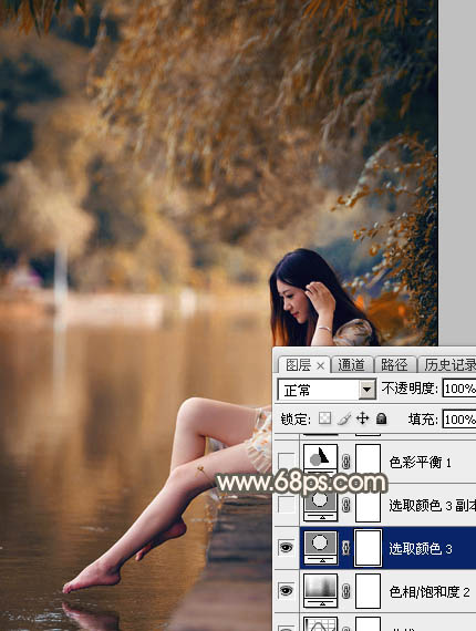 Photoshop打造暗调秋季色外景美女图片 图23