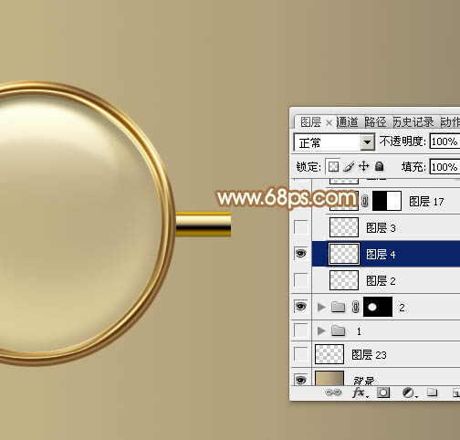 Photoshop实例教程 制作精致逼真的金色放大镜 图18