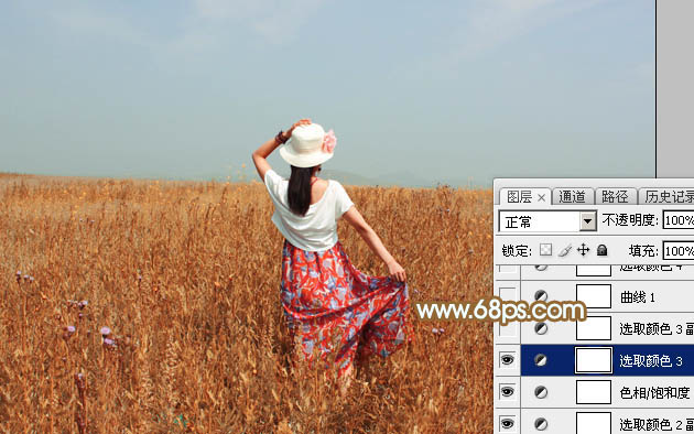 Photoshop后期调色教程 打造秋季青红色金色麦田美女照片 图11