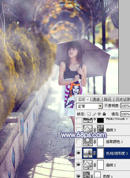 Photoshop后期调色教程 打造梦幻秋季色外景美女照片 图18