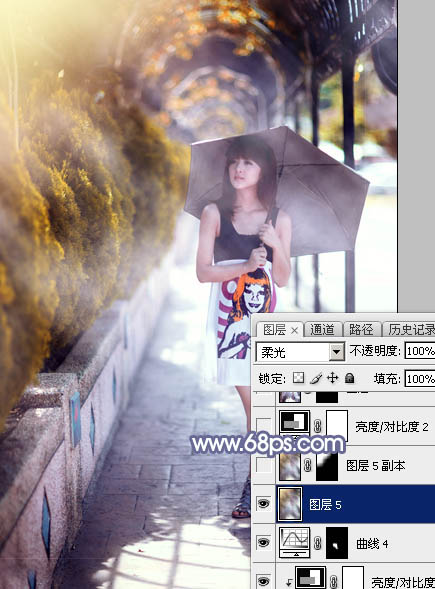 Photoshop后期调色教程 打造梦幻秋季色外景美女照片 图31