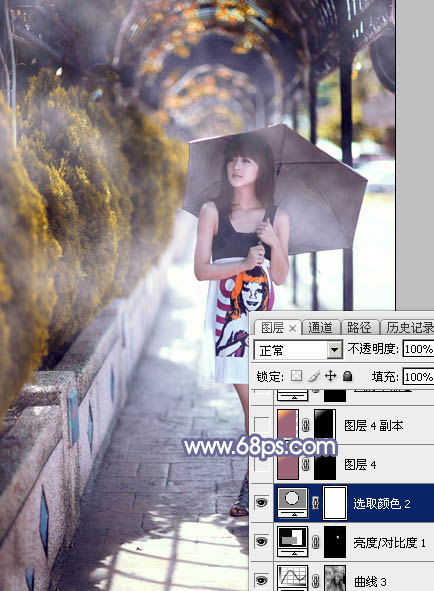 Photoshop后期调色教程 打造梦幻秋季色外景美女照片 图28
