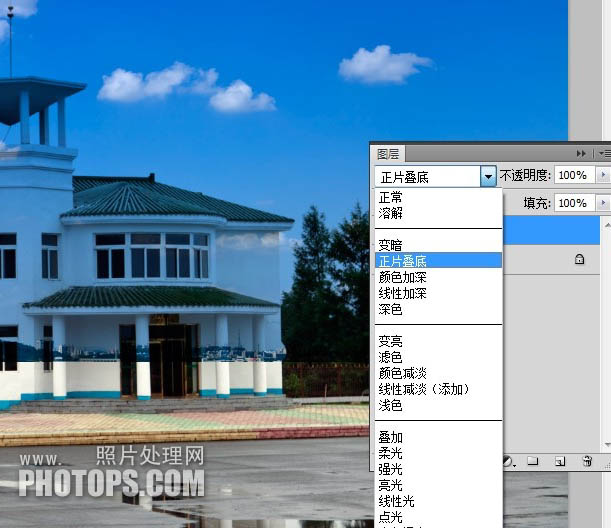 PS实例教程 利用photoshop为外景照片更换蓝色天空效果 图8