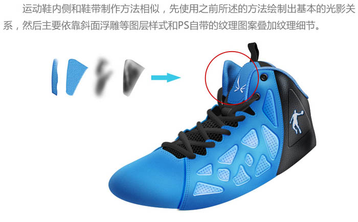 Photoshop鼠绘教程 绘制蓝色运动鞋 图6