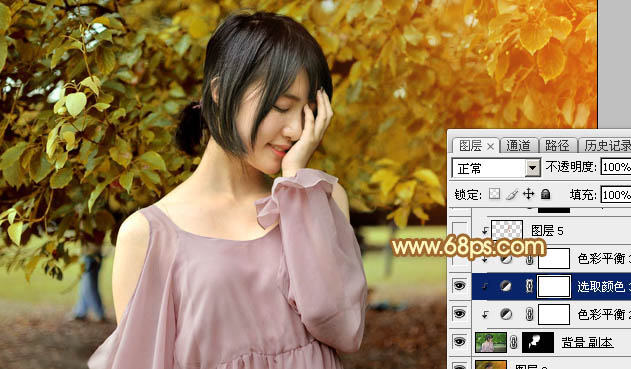 Photoshop打造晨曦阳光色公园美女图片 图27