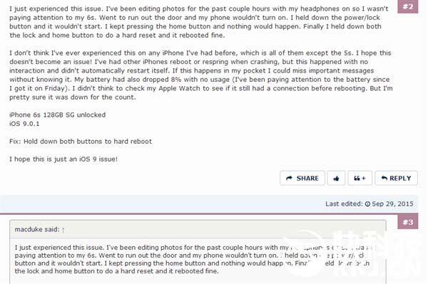 苹果iPhone 6S再次曝光了关机新问题