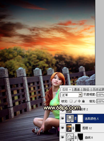 Photoshop后期调色教程：打造唯美橙色霞光色外景美女照片 图46