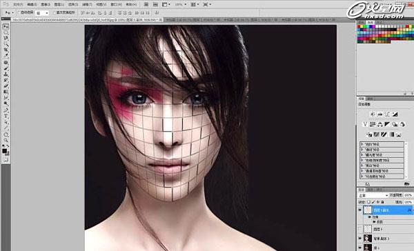 CG美女脸部创意碎片剥落效果PS制作教程 图5