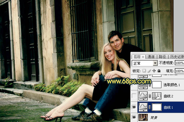 Photoshop影楼照片后期教程 打造欧美暗青色情侣照片效果 图4