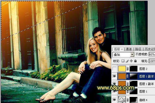 Photoshop影楼照片后期教程 打造欧美暗青色情侣照片效果 图29