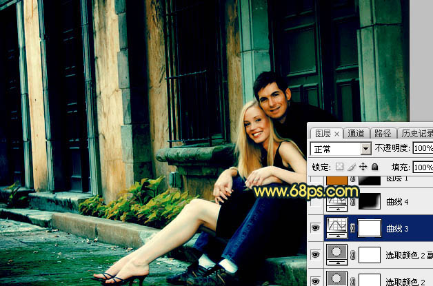 Photoshop影楼照片后期教程 打造欧美暗青色情侣照片效果 图24