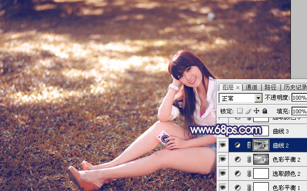 Photoshop调色教程打造秋季蓝红色外景美女照片 图29