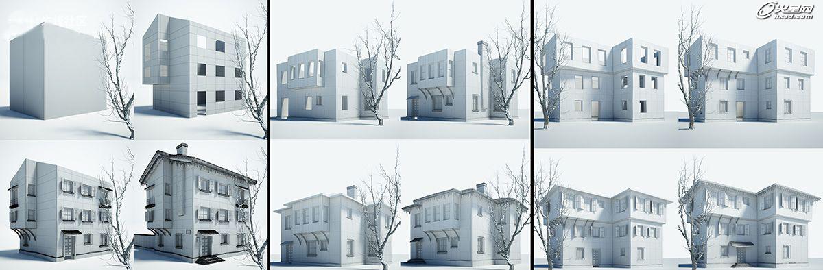 3ds Max制作教程 打造漂亮的小镇雪景 图3