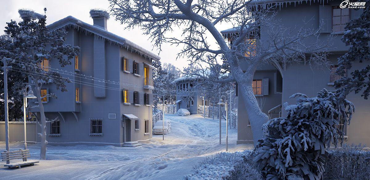 3ds Max制作教程 打造漂亮的小镇雪景 图8