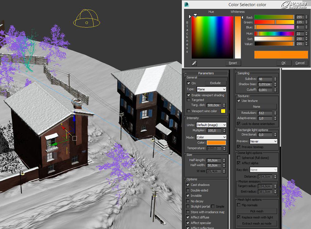 3ds Max制作教程 打造漂亮的小镇雪景 图15