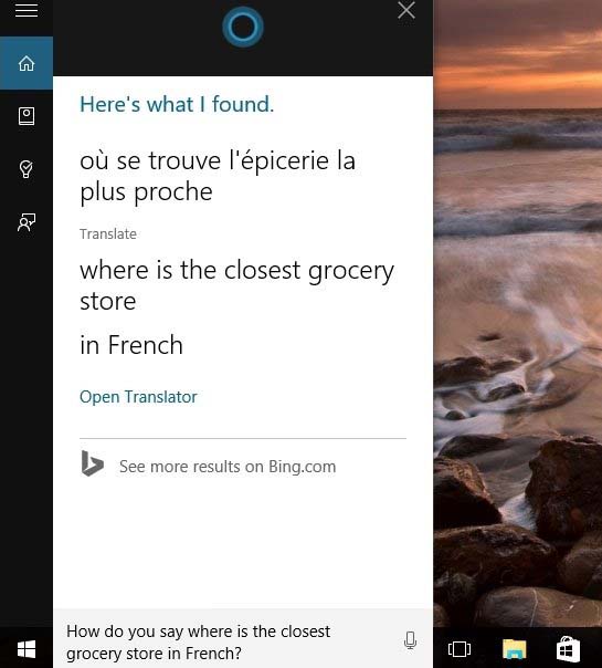 Win10数字助手Cortana已经整合了翻译功能 会38种语言