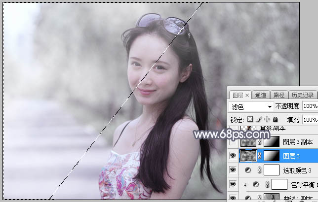 甜美中性淡蓝色外景人像照片Photoshop后期教程 图17