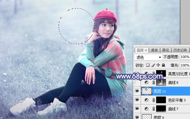 Photoshop打造时尚梦幻青蓝色外景人像照片教程 图33