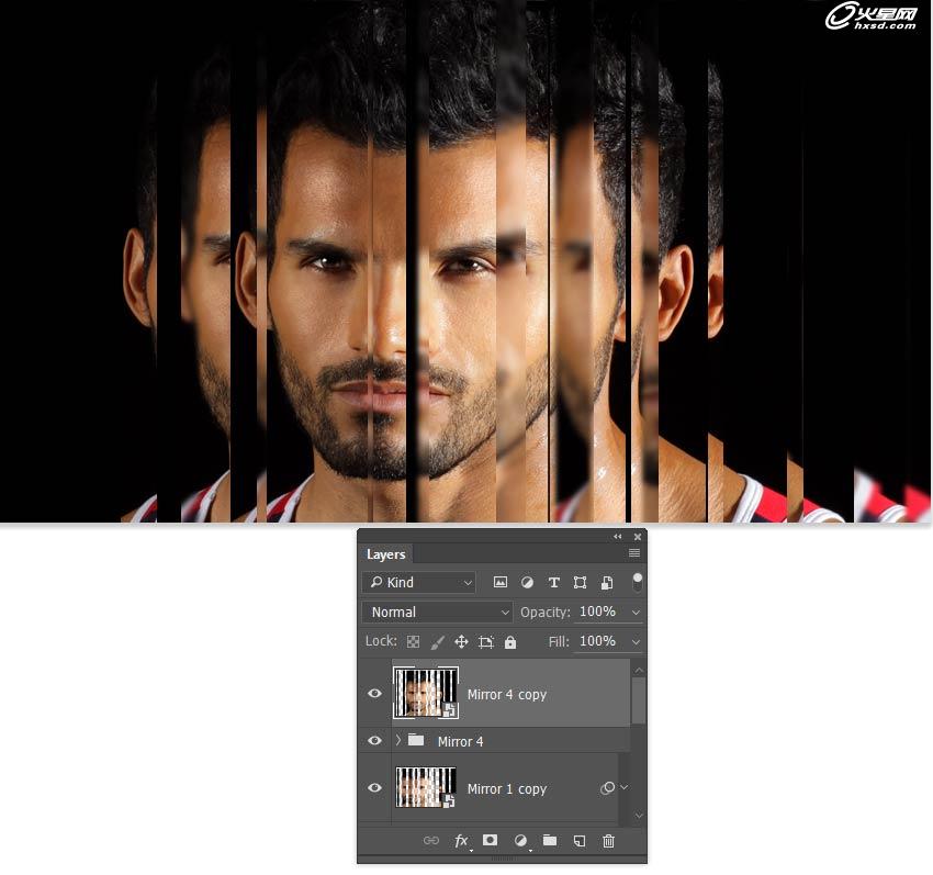 Photoshop打造人像照片MV分散镜面效果 图19