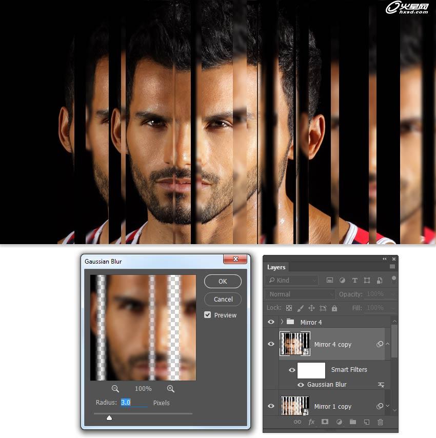 Photoshop打造人像照片MV分散镜面效果 图20