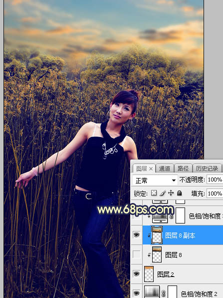Photoshop秋季霞光色外景照片后期调色教程 图24