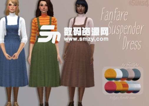 模拟人生4主妇风格背带长裙MOD