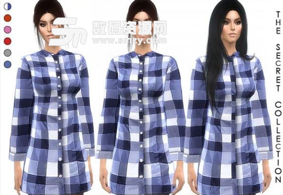 模拟人生4女士格子花长衬衫外套MOD