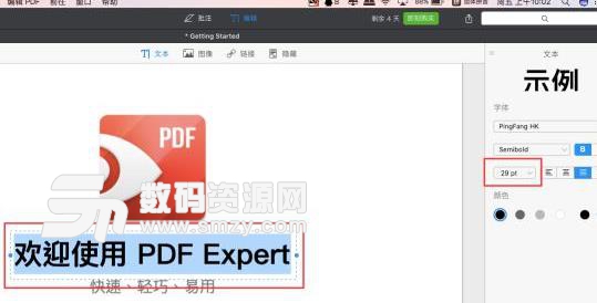 苹果电脑中怎么直接修改PDF文档上的文字大小