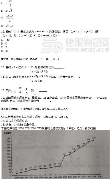 2018全国高考文科数学卷二试题及答案word最新版