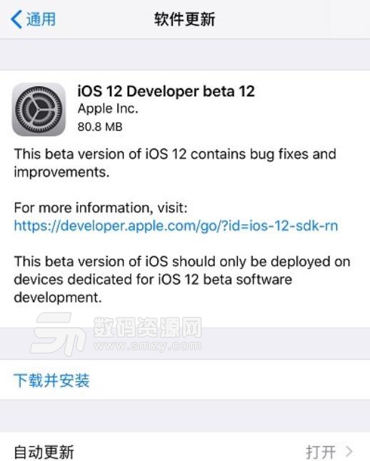 苹果iOS12Beta12描述文件官方版