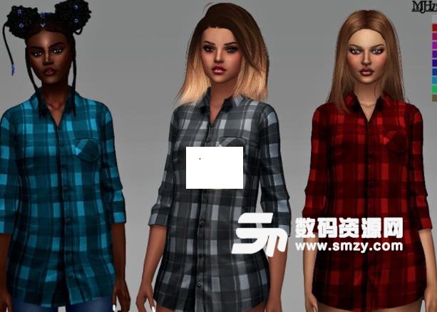 模拟人生4女性格子衬衫MOD