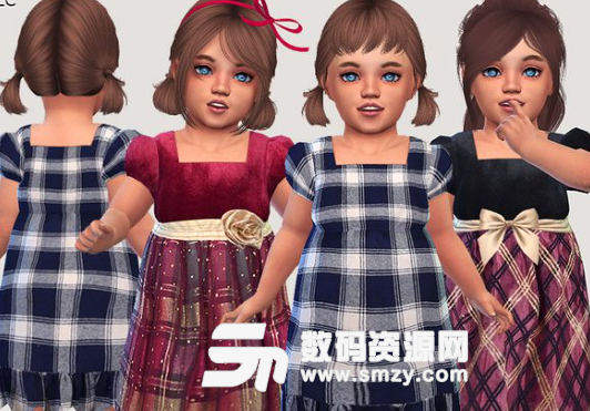 模拟人生4婴幼儿格子连衣裙MOD