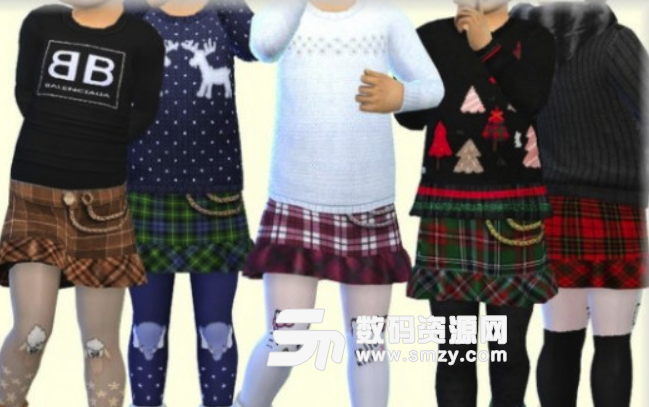 模拟人生4女孩格子短裙MOD