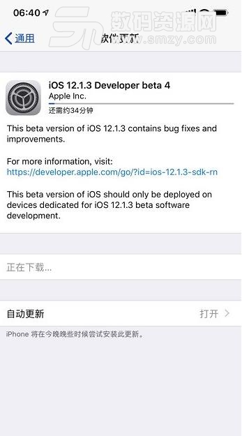 苹果iOS12.1.3测试版beta4固件包下载