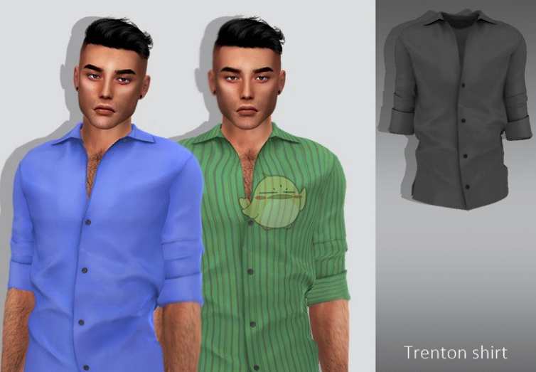 模拟人生4男性简洁修身衬衫MOD